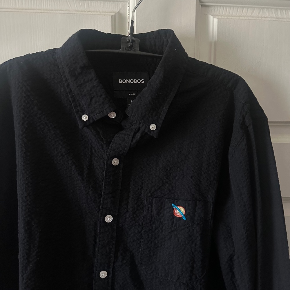 Bonobos - Textured Button Down with Planet on Chest Pocket - Slim - Sz L